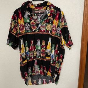 Vintage beer themed button down shirt